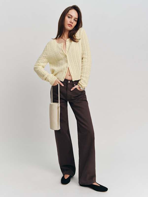 Val 90s Mid Rise Straight Jeans - Mole